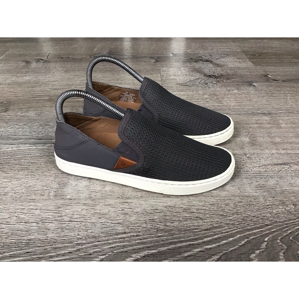 OluKai Shoes Women's Size 7.5 Gray Textile Pehuea Slip On Comfort Sneakers
